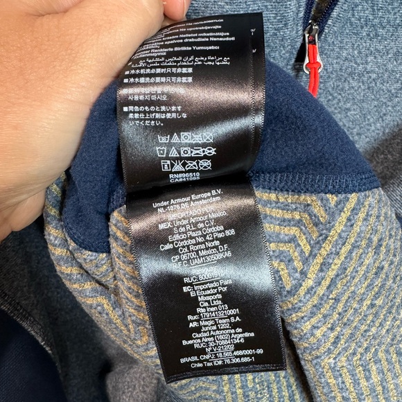 Under Armour Loose Cold-Gear Men's 2XL 1/4 Zip Navy/Grey Long Sleeve Pullover - Picture 6 of 14